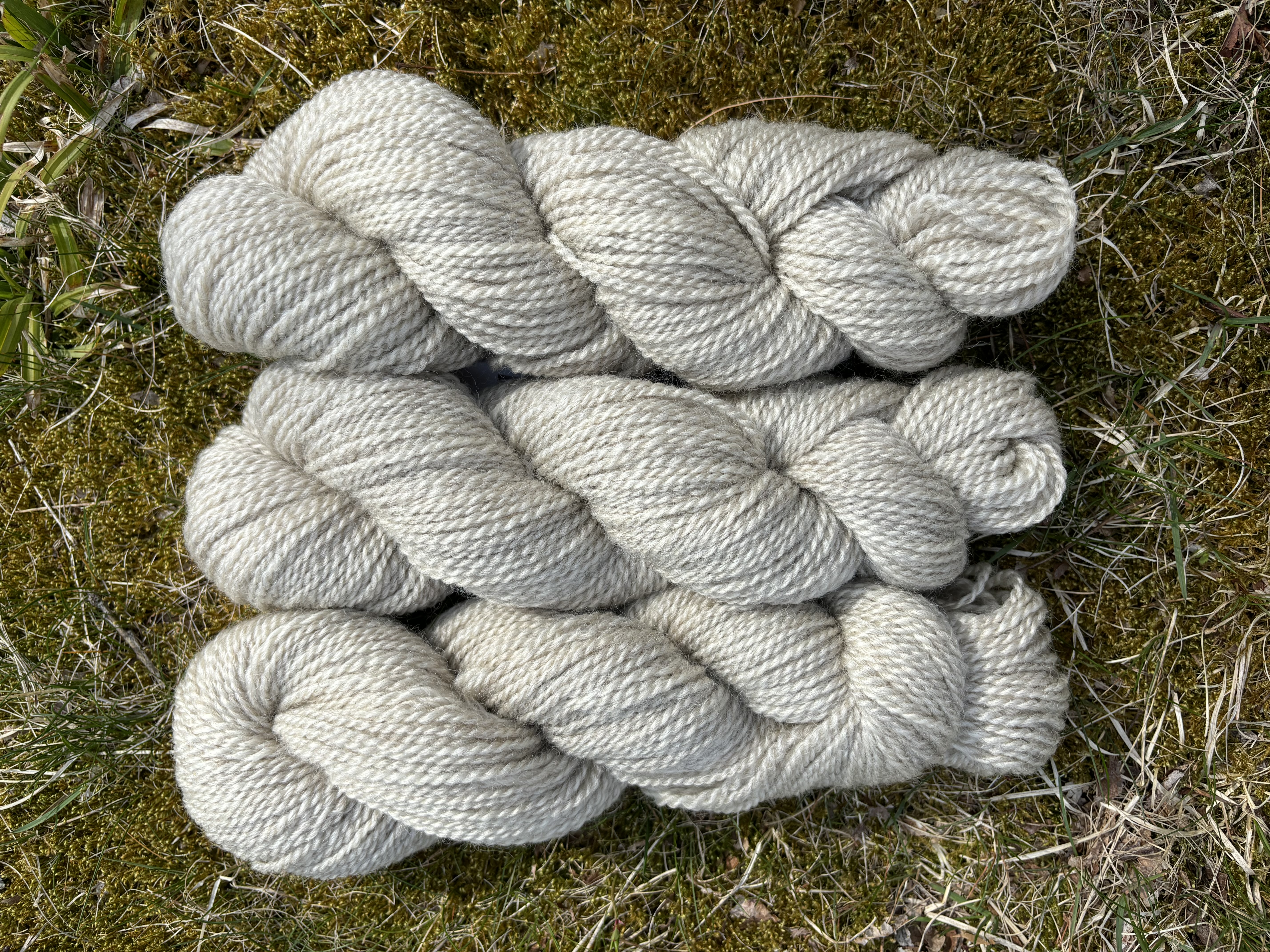 Gray worsted weight yarn.